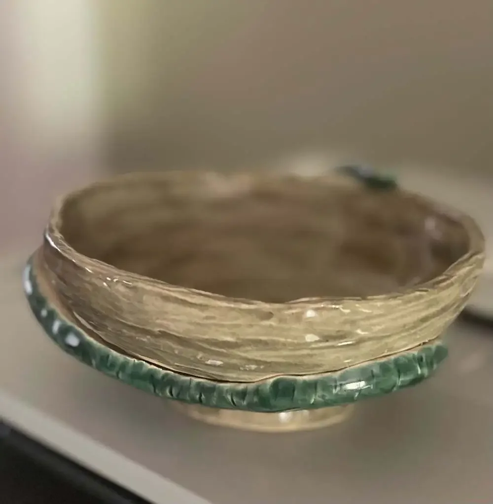 Handmade Artisan Ceramic Snake Decorative Bowl Whimsical, Jungle, Witchy